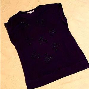 Girls Navy Blue Top with Rhinestone Stars